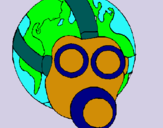 Dibuix Terra amb màscara de gas pintat per ARIADNA VILLEGAS TORRENTS