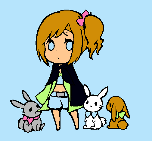 Nena amb conills
