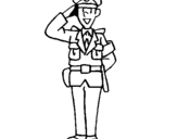 Dibuix Policia saludant pintat per poli