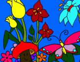 Dibuix Fauna i flora pintat per primavera
