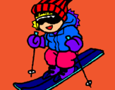 Dibuix Nen esquiant  pintat per julia