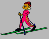 Dibuix Esquí de fons  pintat per esquiadora del Marcel