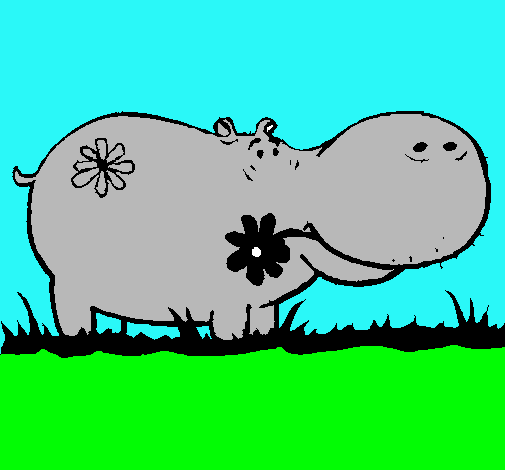 Hipopòtam amb flors