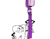 Dibuix Queixal i raspall de dents pintat per anonima r