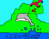 Dibuix Dofí i gavina pintat per Julia
