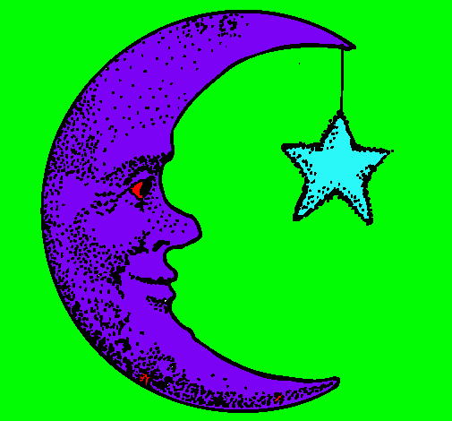 Dibuix Lluna i estrella pintat per núria
