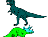 Dibuix Triceratops i tiranosaurios rex  pintat per msrçal