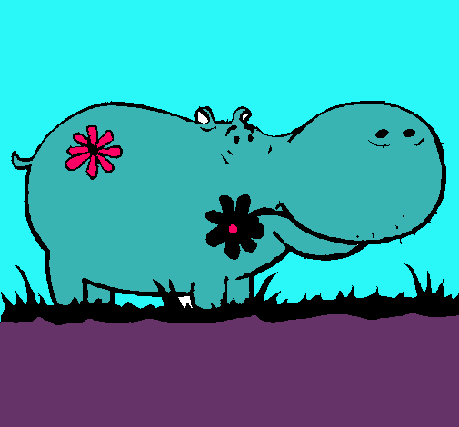 Hipopòtam amb flors