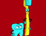 Dibuix Queixal i raspall de dents pintat per LIDIA!!!