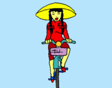 Dibuix Xina amb bicicleta pintat per Eva Baudes