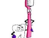 Dibuix Queixal i raspall de dents pintat per Irina