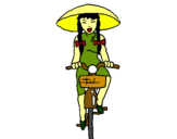 Dibuix Xina amb bicicleta pintat per anna