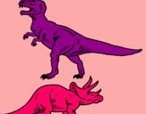 Dibuix Triceratops i tiranosaurios rex  pintat per blanca