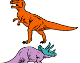 Dibuix Triceratops i tiranosaurios rex  pintat per DAVID SALA