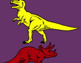 Dibuix Triceratops i tiranosaurios rex  pintat per tomeu