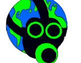 Dibuix Terra amb màscara de gas pintat per ARNAU