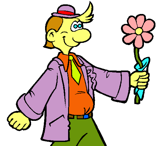 Home alegre amb una flor
