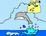 Dibuix Dofí i gavina pintat per berta