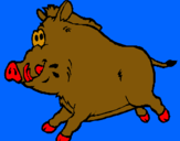 Dibuix Porc senglar pintat per anònim