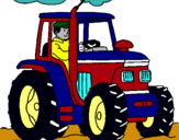 Dibuix Tractor en funcionament  pintat per David