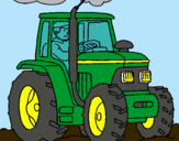 Dibuix Tractor en funcionament  pintat per joan