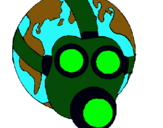 Dibuix Terra amb màscara de gas pintat per kevin