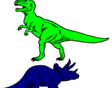 Dibuix Triceratops i tiranosaurios rex  pintat per pol