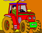 Dibuix Tractor en funcionament  pintat per Raki