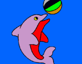 Dibuix Dofí jugant amb una pilota pintat per ONA