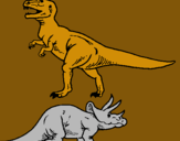 Dibuix Triceratops i tiranosaurios rex  pintat per IVAN