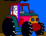 Dibuix Tractor en funcionament  pintat per anònim