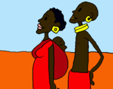 Dibuix Família de Zanmbia pintat per xesca