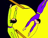 Dibuix Trapezista saltant pintat per xesca