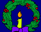 Dibuix Corona de nadal i una espelma pintat per LAIA CASTELLANOS