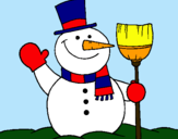 Dibuix ninot de neu amb escombra pintat per NINOT NEU