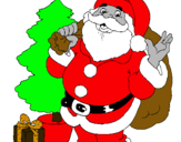 Dibuix Santa Claus i un arbre de nadal  pintat per Niharika  kaur