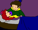 Dibuix La princesa dorment i el príncep pintat per ratoli