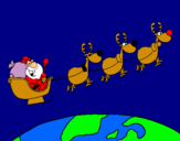 Dibuix Pare Noel repartint regals 3 pintat per bayron