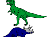 Dibuix Triceratops i tiranosaurios rex  pintat per àdam