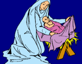 Dibuix Naixement del nen Jesús  pintat per Helena i Sara Bonet