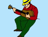 Dibuix Guitarrista amb barret  pintat per estefania  gali