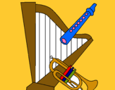 Dibuix Arpa, flauta i trompeta pintat per Valentina1eroB-Galí
