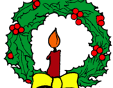 Dibuix Corona de nadal i una espelma pintat per corona de atben