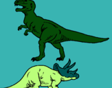Dibuix Triceratops i tiranosaurios rex  pintat per JOAN