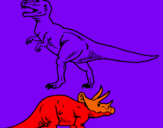 Dibuix Triceratops i tiranosaurios rex  pintat per alvar