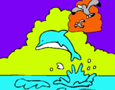 Dibuix Dofí i gavina pintat per anònim