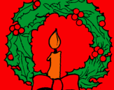 Dibuix Corona de nadal i una espelma pintat per Clara