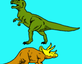 Dibuix Triceratops i tiranosaurios rex  pintat per aniol canadell bosch