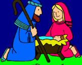 Dibuix Adoren al nen Jesús  pintat per PARIS
