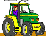 Dibuix Tractor en funcionament  pintat per 123